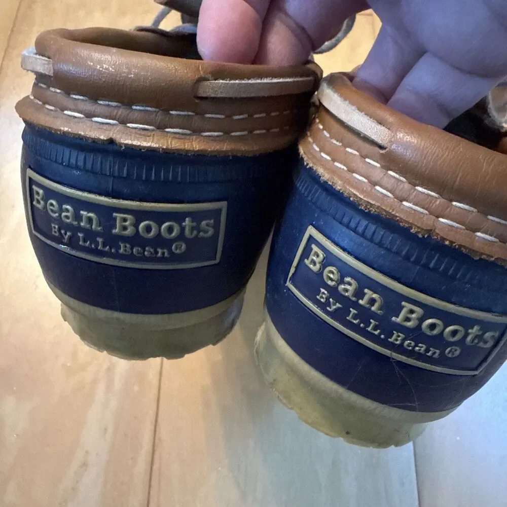 L.L. Bean Navy Blue and Brown Leather Duck Shoes